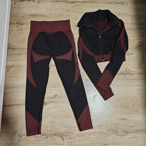 3pc Stylish Black and Red Women's Activewear Set